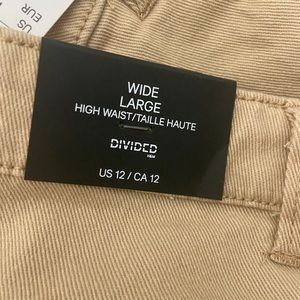 Beige wide leg twill pants